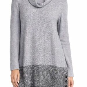 Adventura Organic Cotton Gray Two-Tone Cowl Neck Women's Sweater Size Large